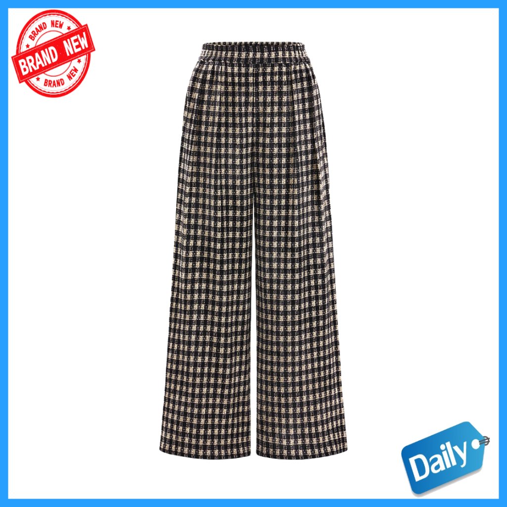 Elastic Waist Wide Leg Palazzo Pants Knit Lounge Trousers With Pockets